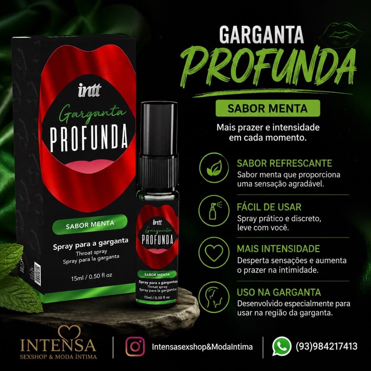 GARGANTA PROFUNDA SPRAY DESSENSIBILIZANTE 15ML INTT - Foto 3
