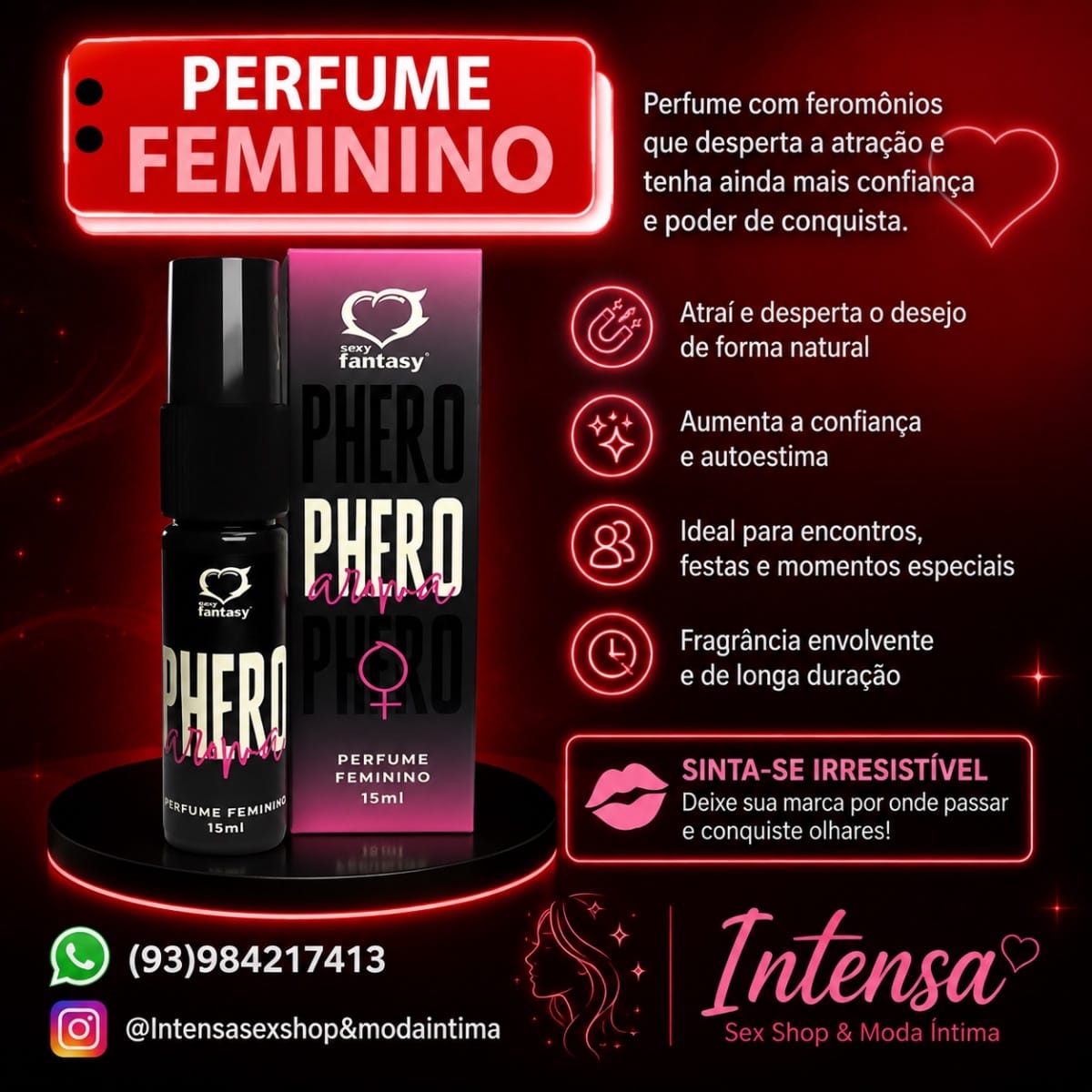 Phero Aroma Sexy Fantasy – Perfume feminino 15 ml - Foto 2