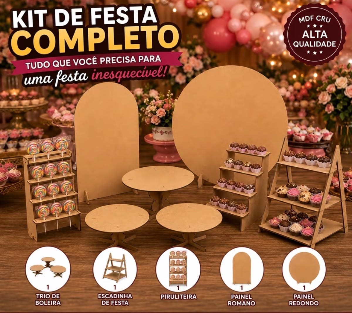Kit festa mdf 8 peças 30,00 aluguel - Foto 1