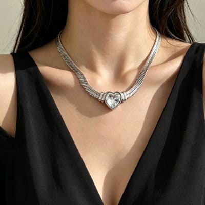 Colar feminino aço inox com zircônia no pingente 45cm+5cm - Foto 2