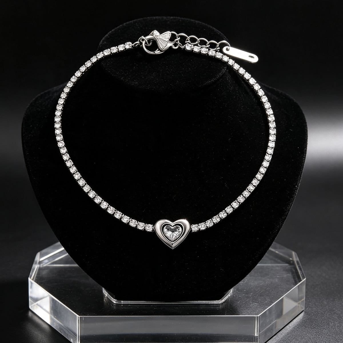 Colar feminino aço inox corrente riviera mini zircônias 45cm+5cm - Foto 4