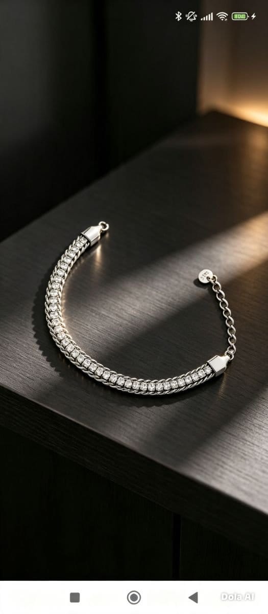 Pulseira estilo lacraia cravejada com zircônias 19cm+5cm - Foto 5