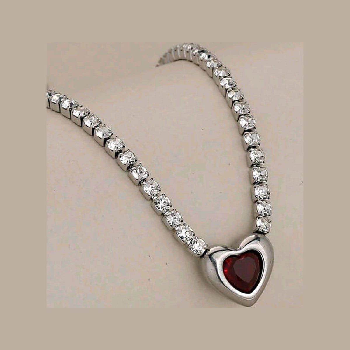 Colar feminino corrente riviera mini zircônias pingente com pedra vermelha 45cm+5cm - Foto 2