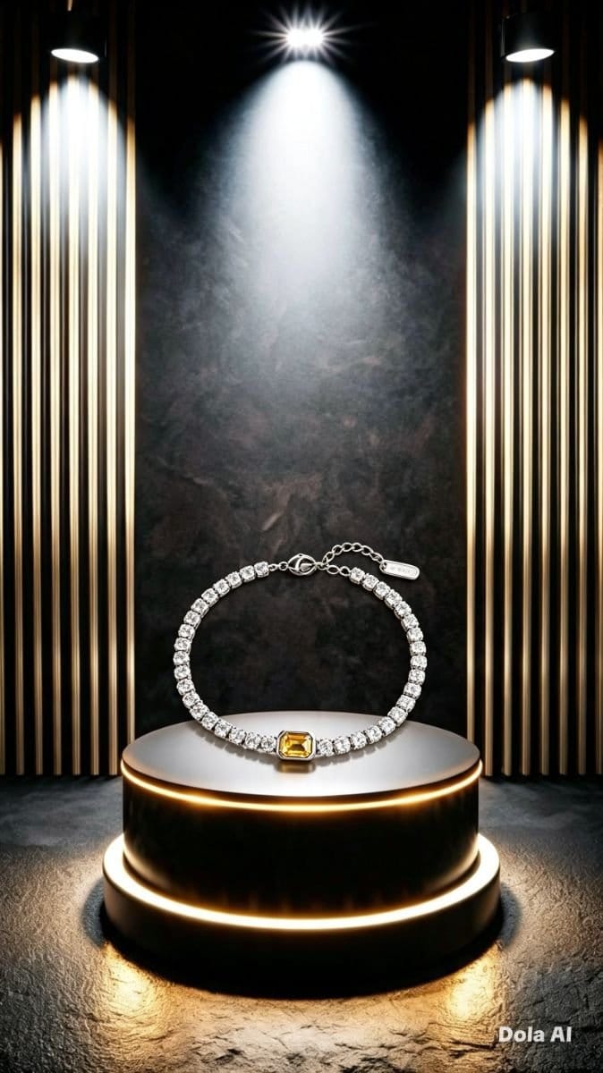 Pulseira riviera aço inox toda cravejada com zircônias 19cm 5cm - Foto 2