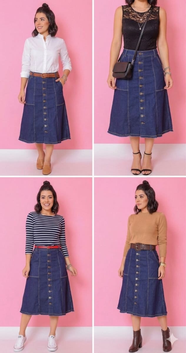 Saia jeans botões - Foto 2