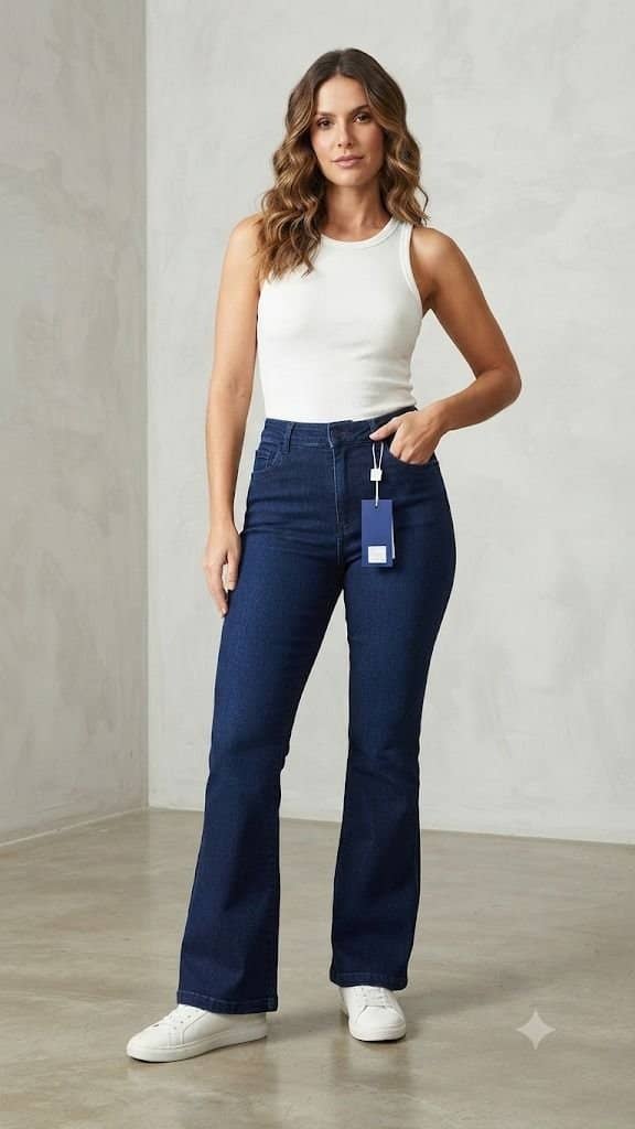 CALÇA FLARE JEANS AZUL