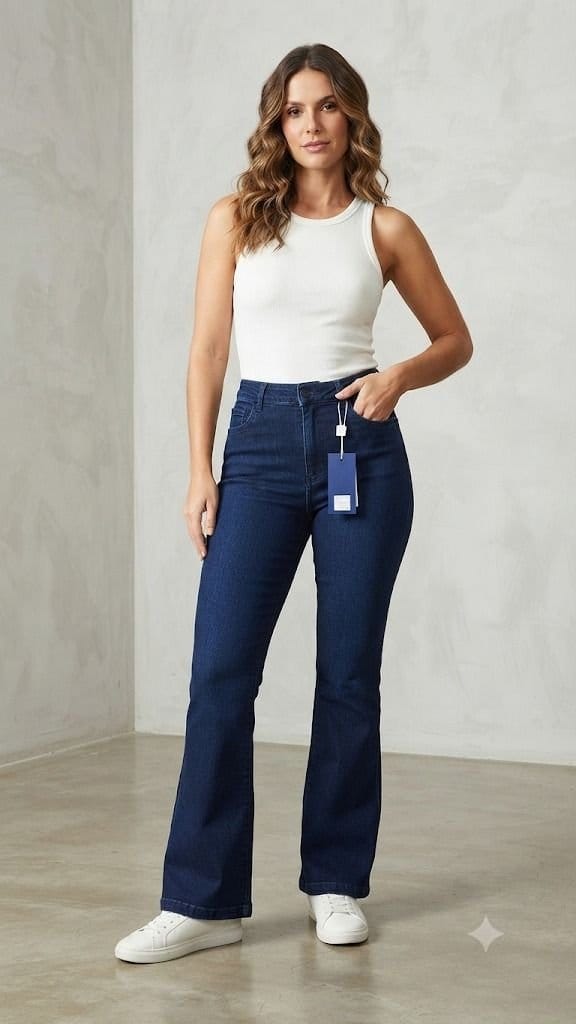 CALÇA FLARE JEANS AZUL - Foto 1