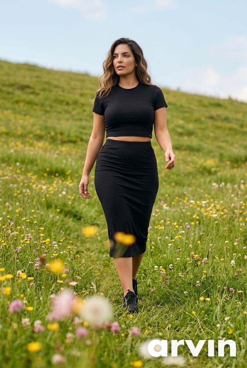 Conjunto Midi top golo alta e saia - Foto 3
