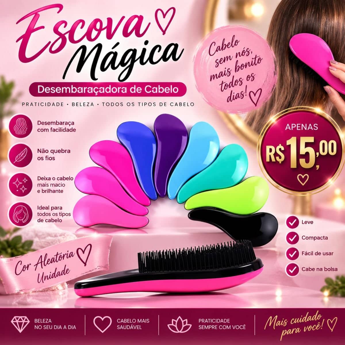 Escova Mágica Desembaraçadora de Cabelo