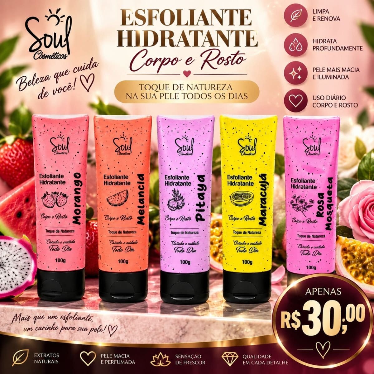 Esfoliante Hidratante 100g Soul - Foto 1