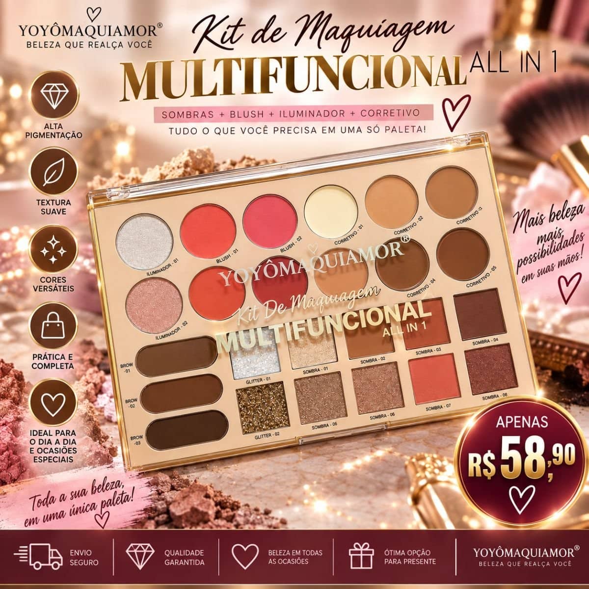 Kit de Maquiagem Multifuncional All In 1