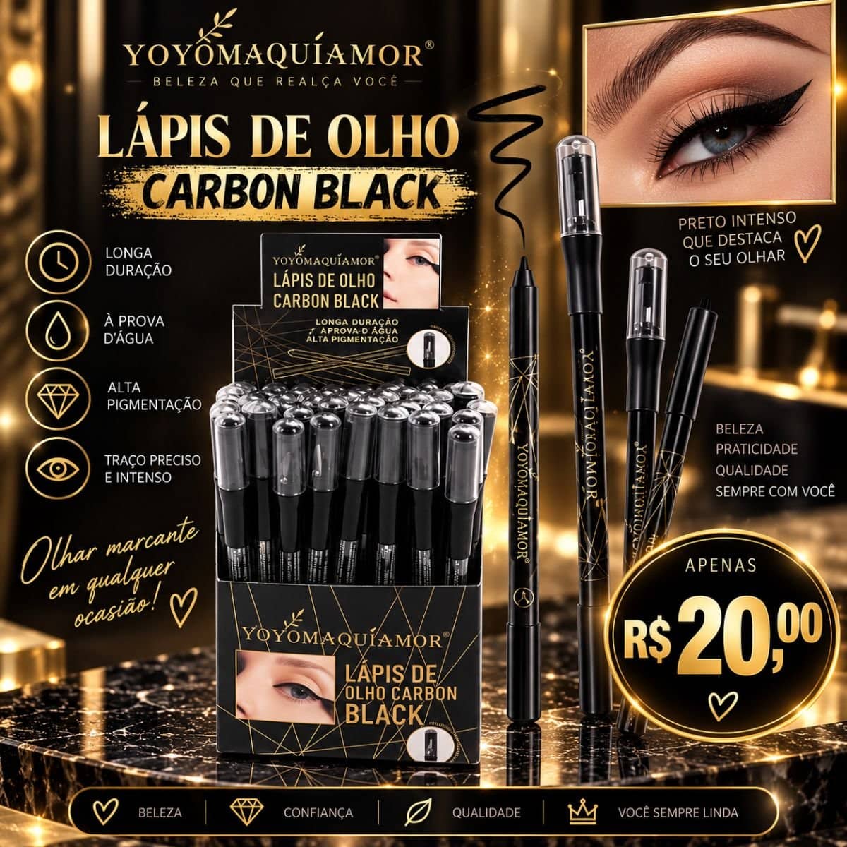 Lápis de Olho Carbon Black Yoyomaquiamor