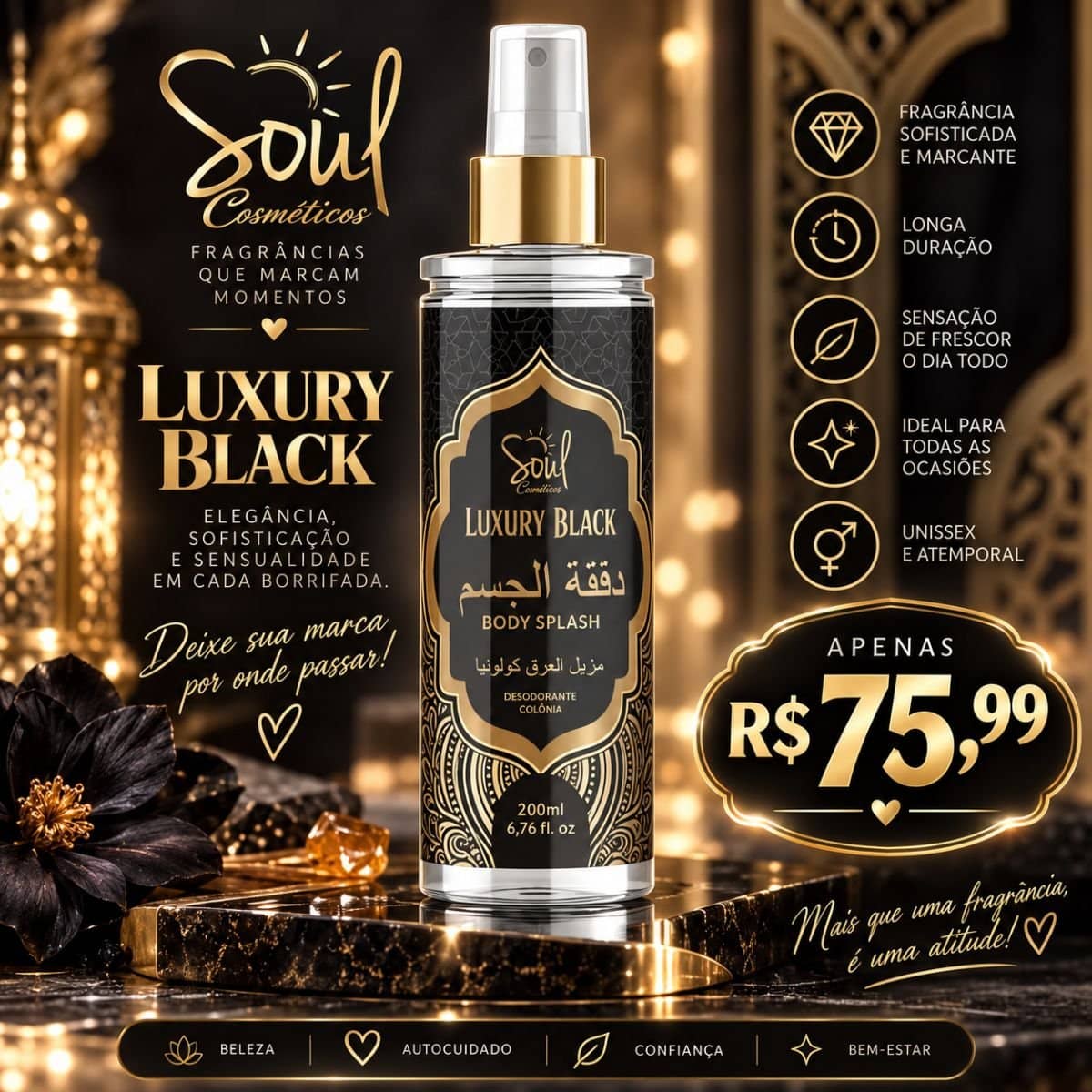 Body Splash Luxury Black 200ml - Soul