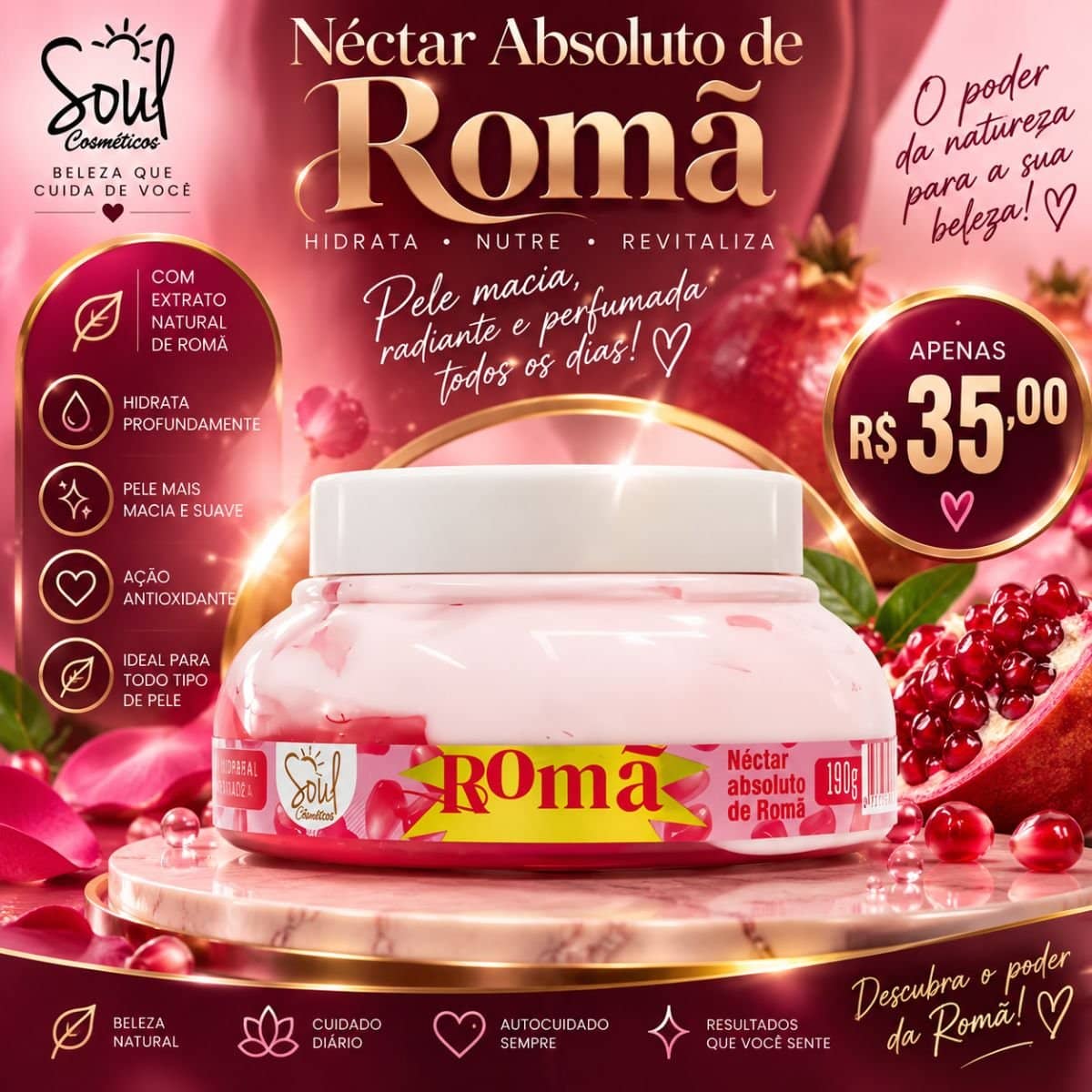Geleia Corporal Hidratante Romã 190g Soul