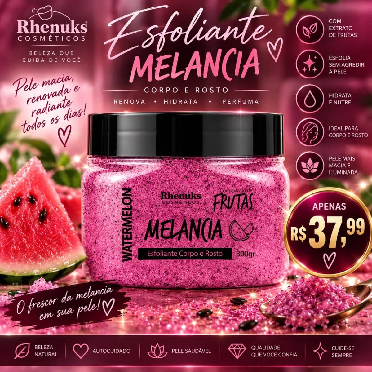 Esfoliante Corpo e Rosto 300g Rhenuks