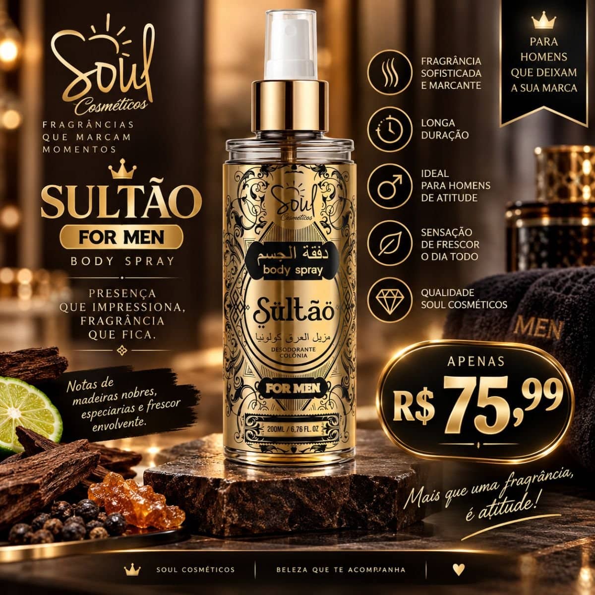 Body Splash Sultão 200ml Soul