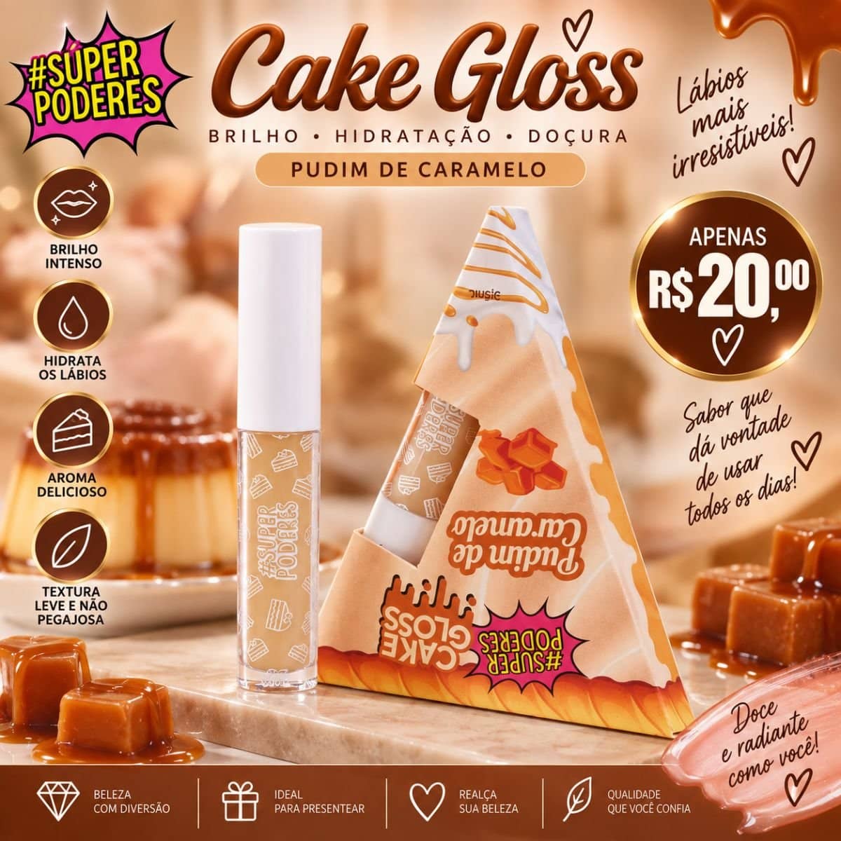 Cake Pudim de Caramelo Super Poderes