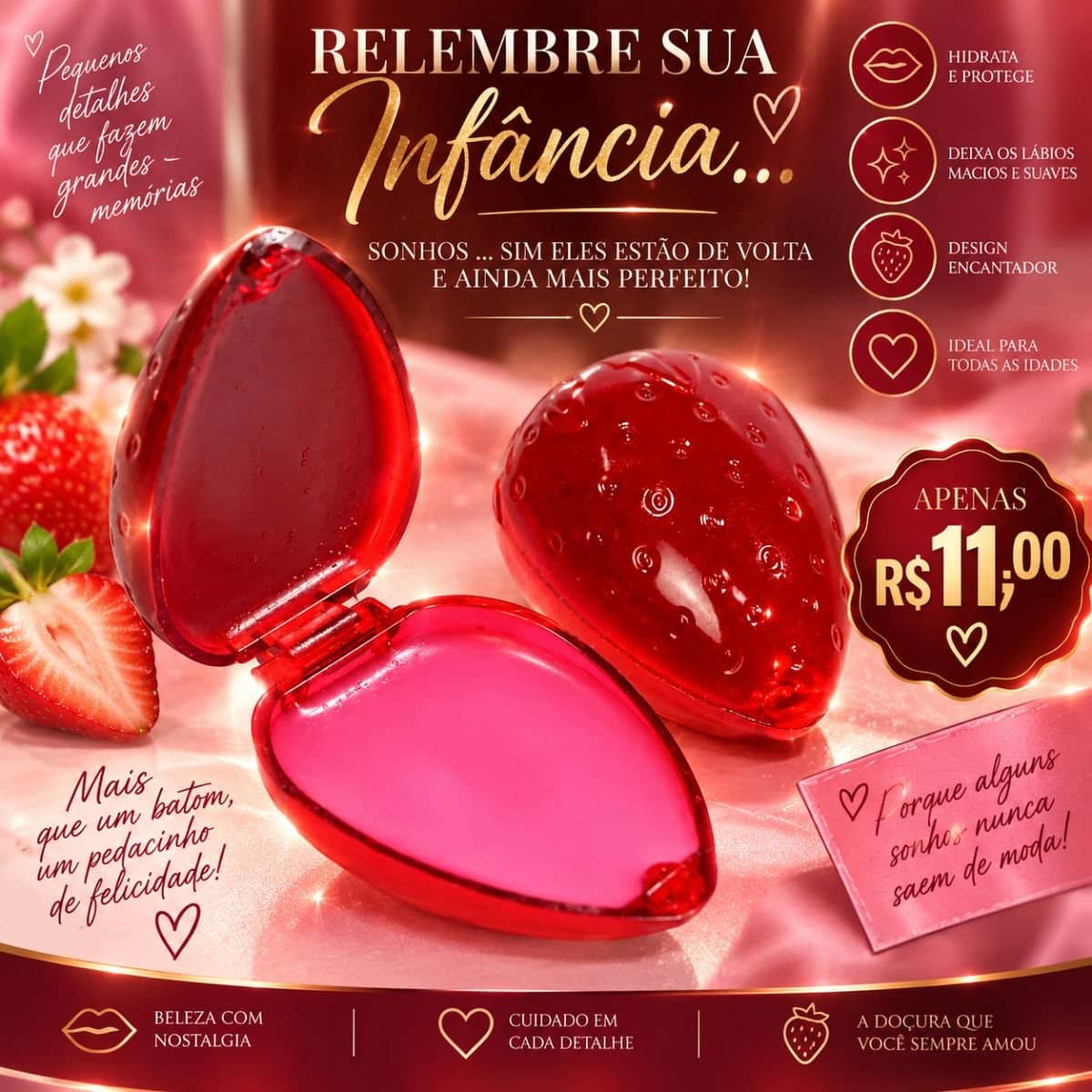 Brilho Labial Moranguinho Face Beautiful
