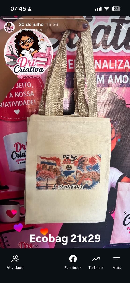 Ecobag 21x29 estampa 15cm - Foto 1
