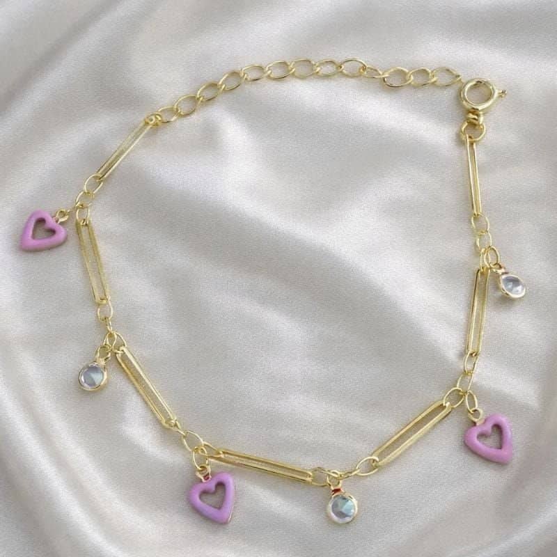 Pulseira Cartie Zirc e Coração Pendurado