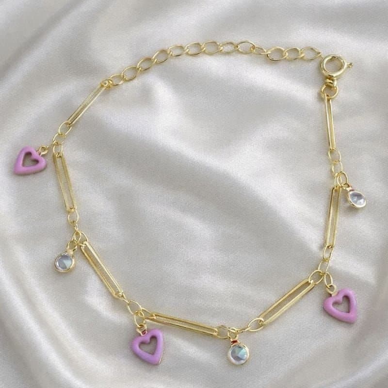 Pulseira Cartie Zirc e Coração Pendurado