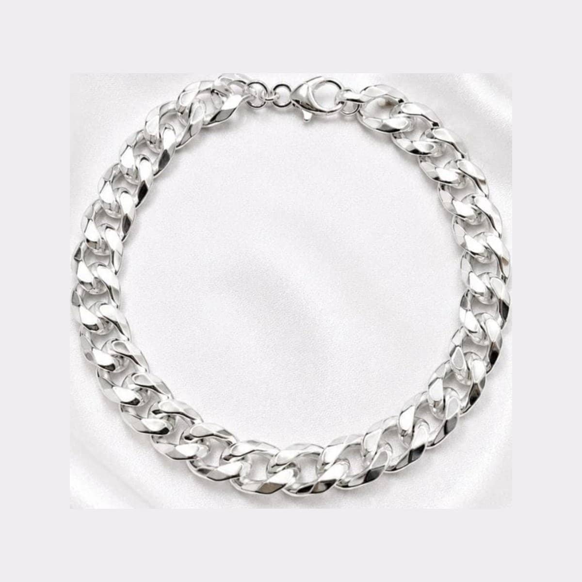 Pulseira Elo /1 Achatada Grossa Prata