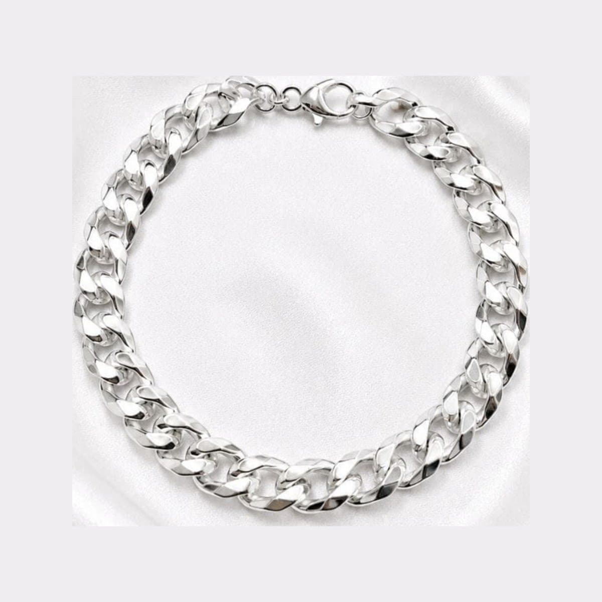 Pulseira Elo /1 Achatada Grossa Prata