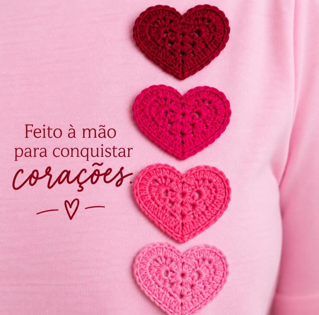 Camiseta Customizada - aplicação em crochê - Foto 2