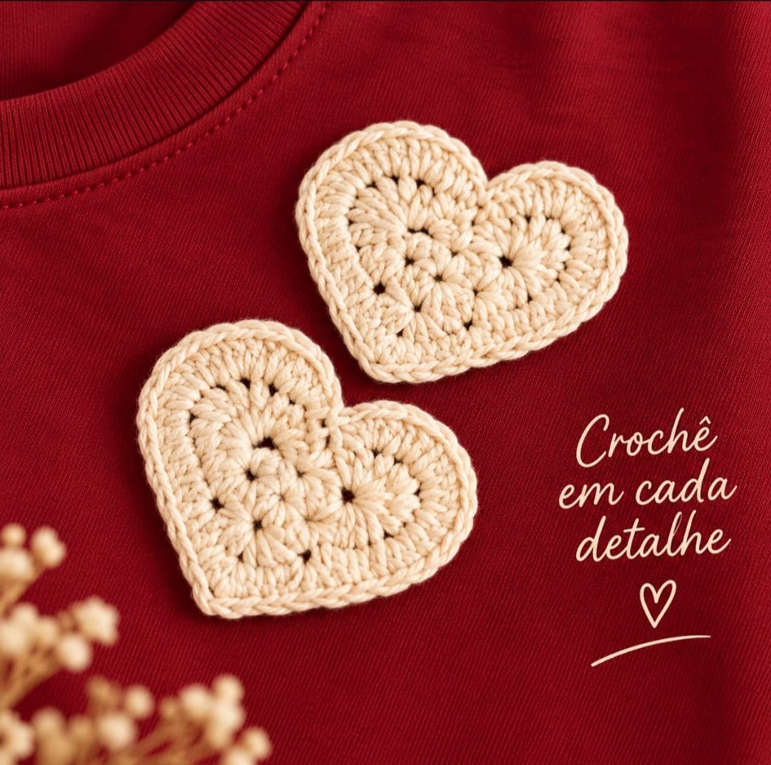 Camiseta Customizada - aplicação em crochê - Foto 2