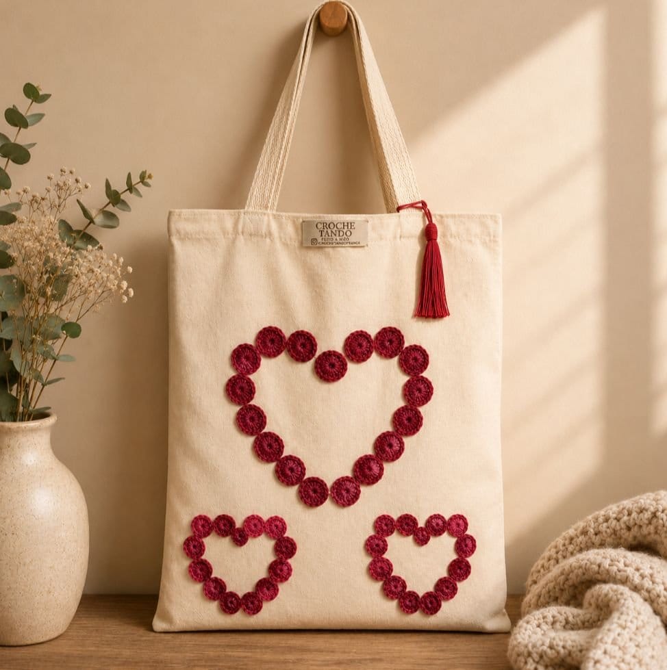 Ecobag com aplicação em crochê 35x50 - Foto 1