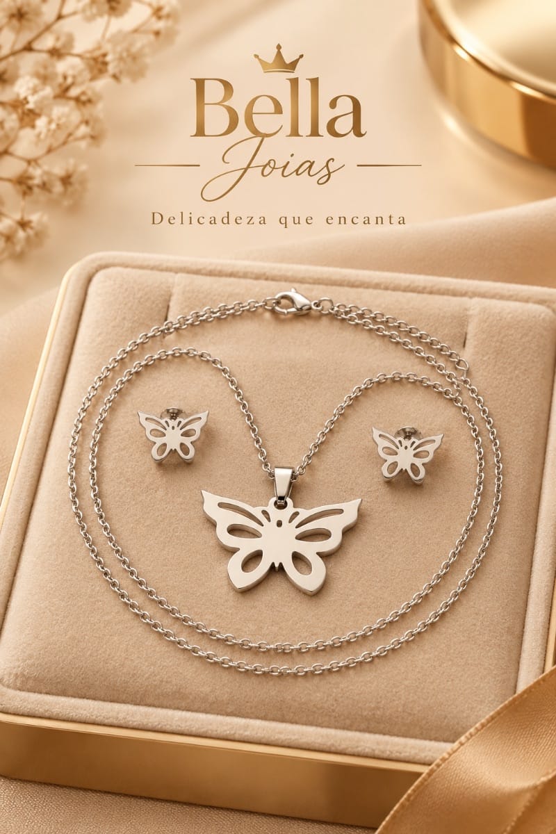 ✨ conjunto de borboleta prata 🦋 - Foto 1