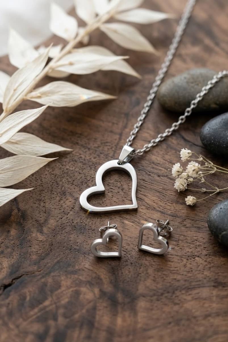 ✨Conjunto de coração prata