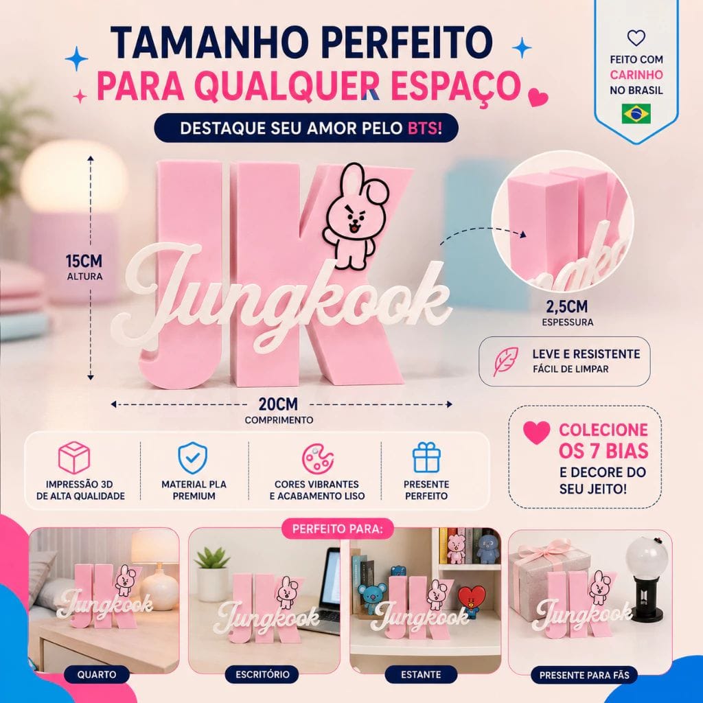 Escolha seu Bias | Letreiro BTS BT21 em Impressão 3D | Decoração K-pop - Foto 5