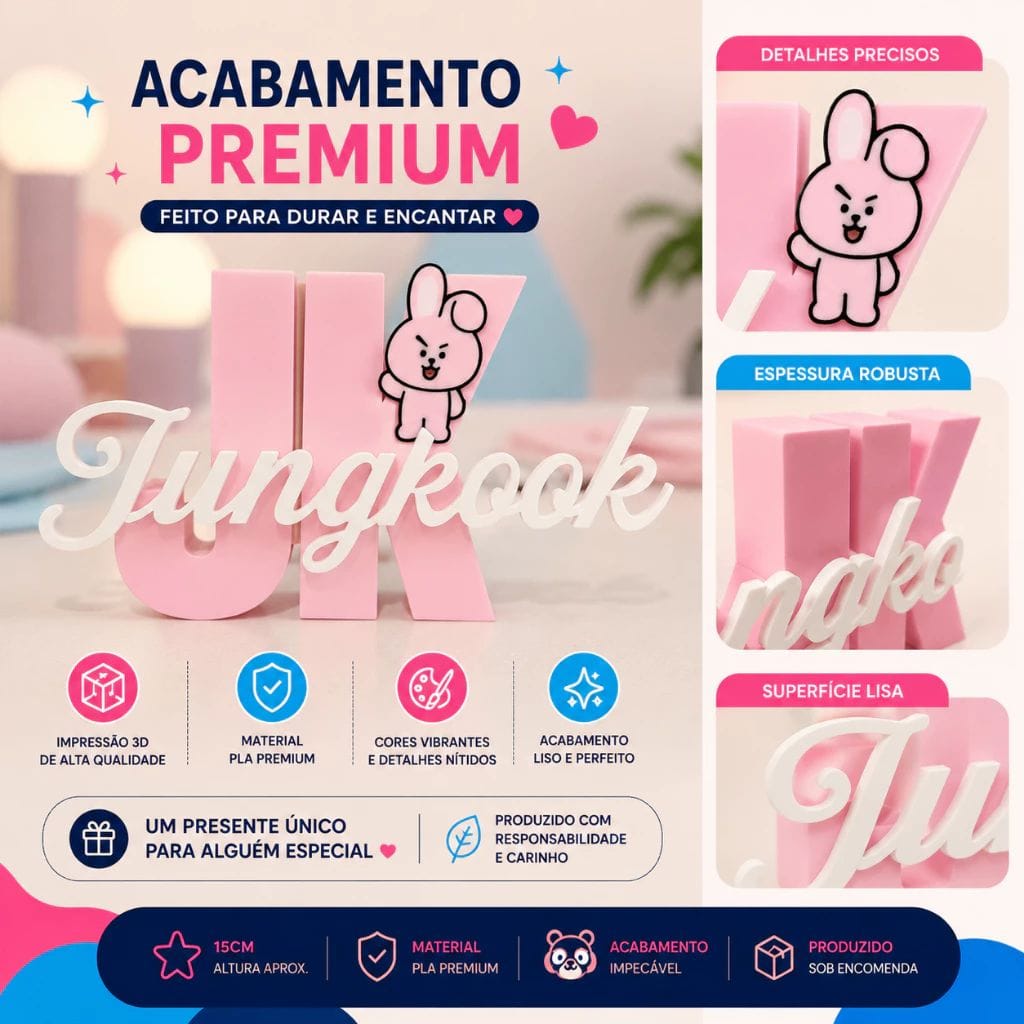 Escolha seu Bias | Letreiro BTS BT21 em Impressão 3D | Decoração K-pop - Foto 4