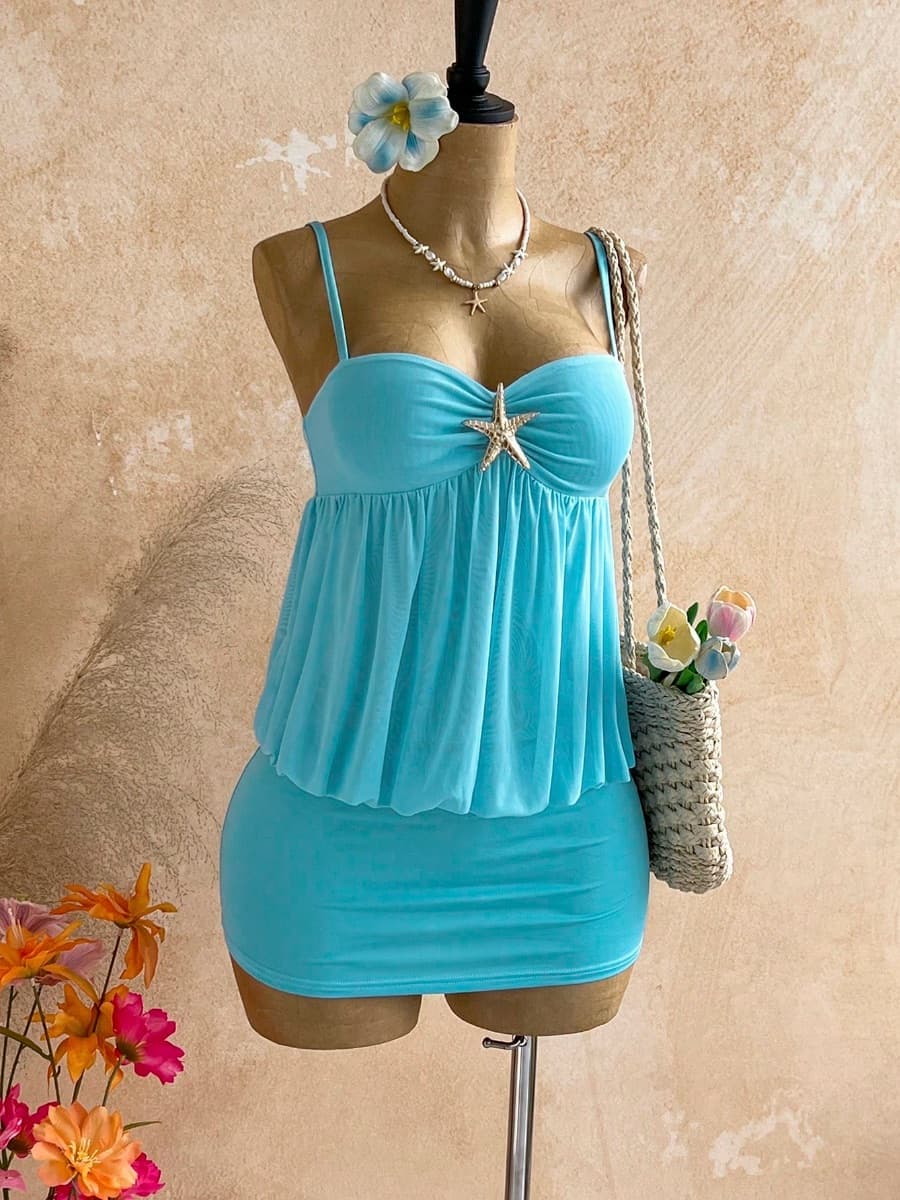 Vestido Mini Feminino com decoração Estrela do mar