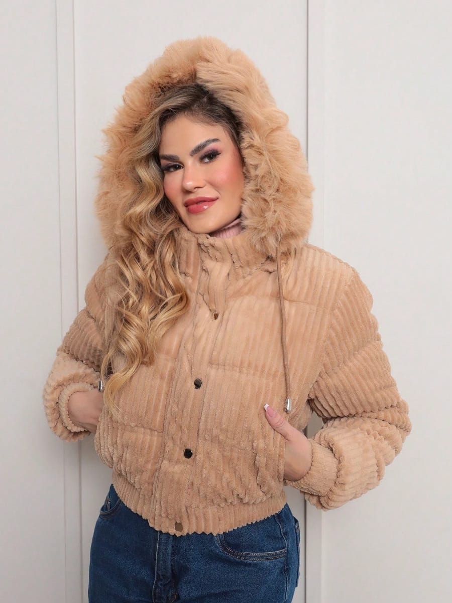Jaqueta Feminina Cotelê Puffer - Foto 1