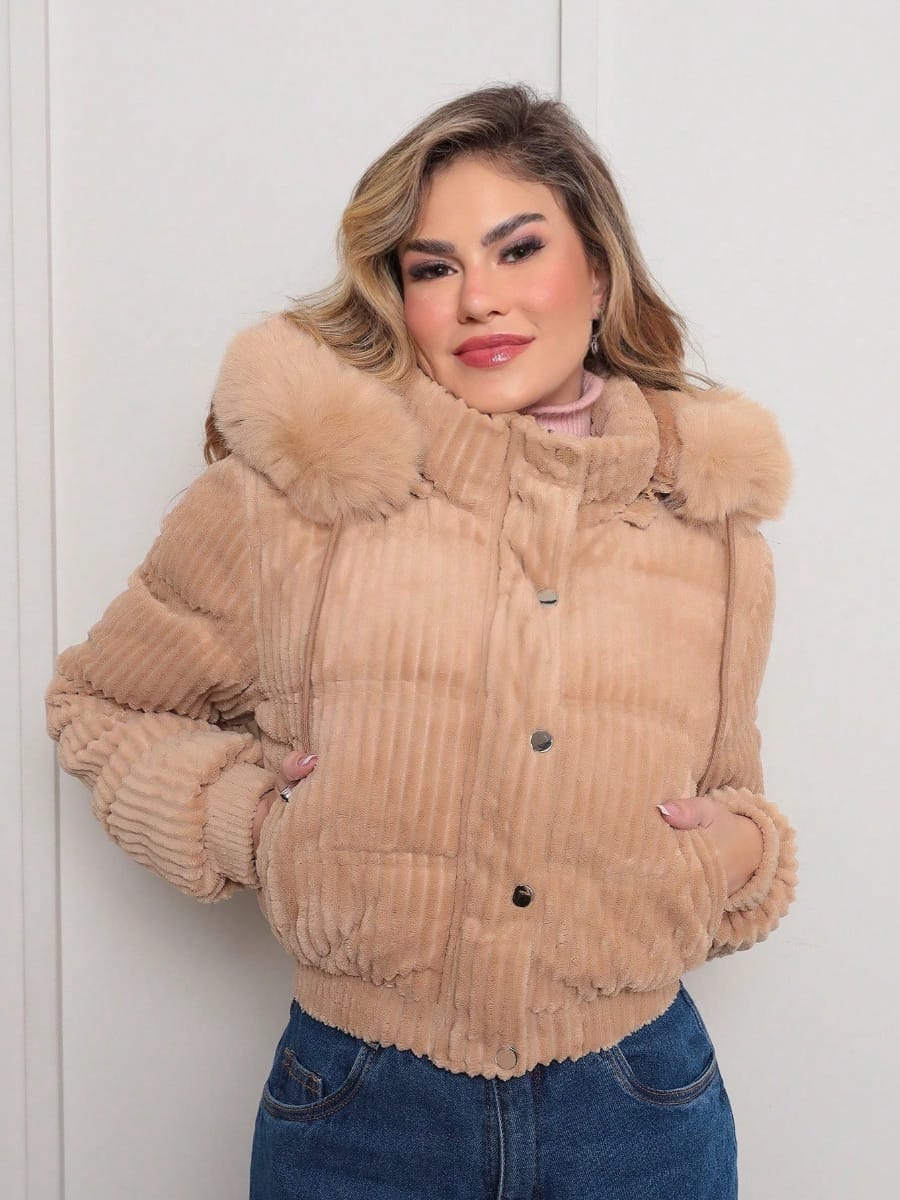 Jaqueta Feminina Cotelê Puffer - Foto 2