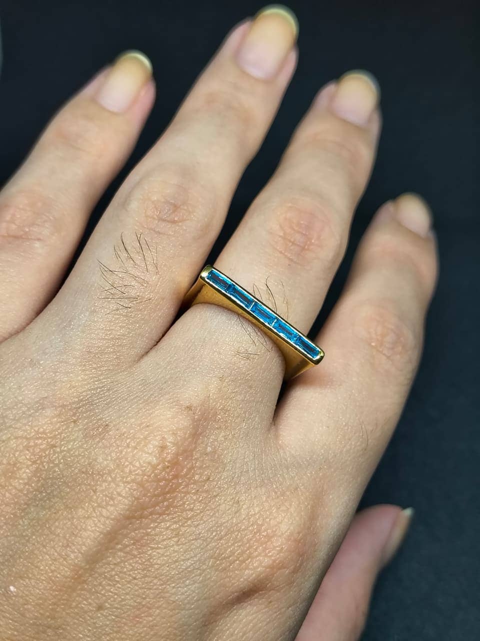 Anel Filete de Pedra Azul – Elegance