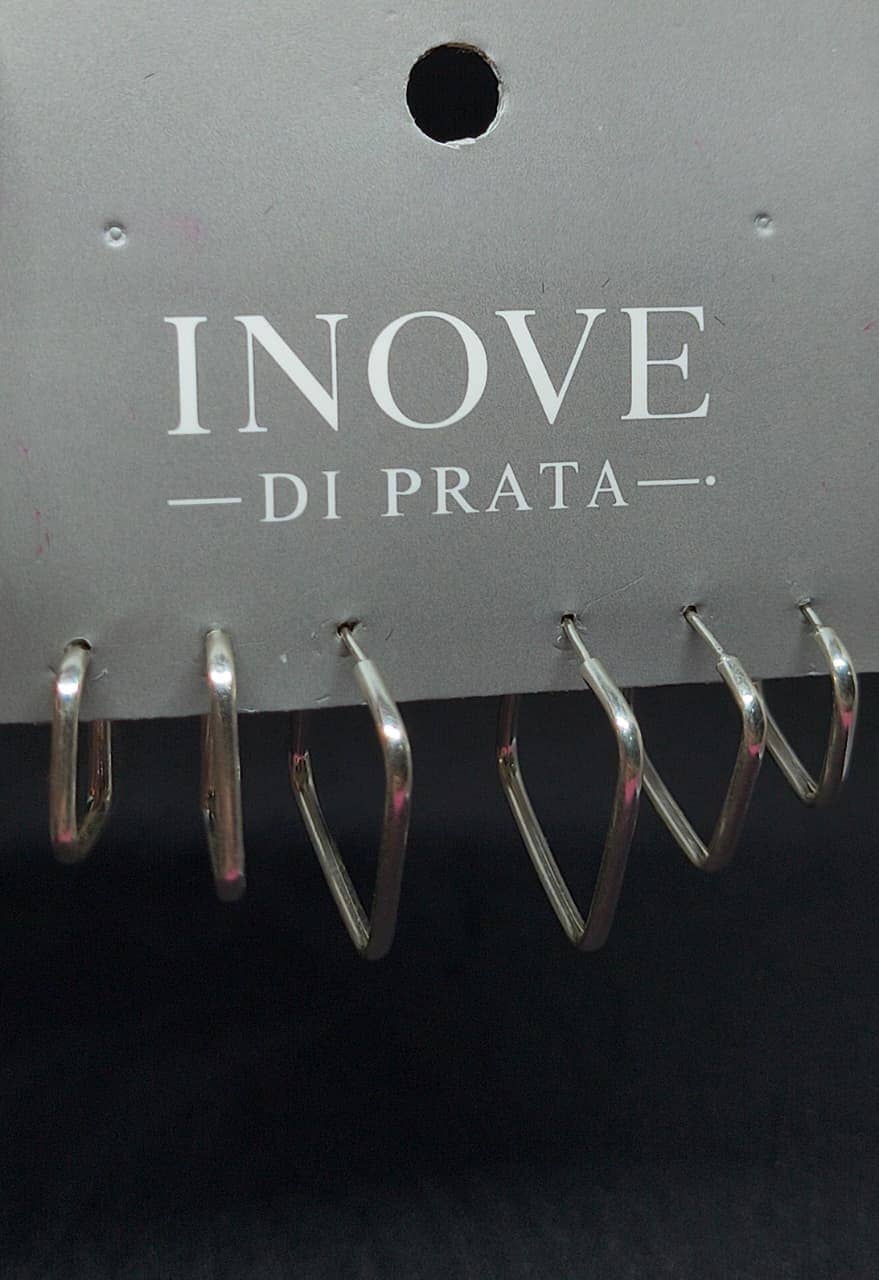Brinco Trio Argola Quadrado Inove Di Prata