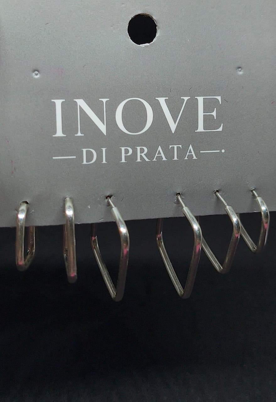 Brinco Trio Argola Quadrado Inove Di Prata - Foto 1
