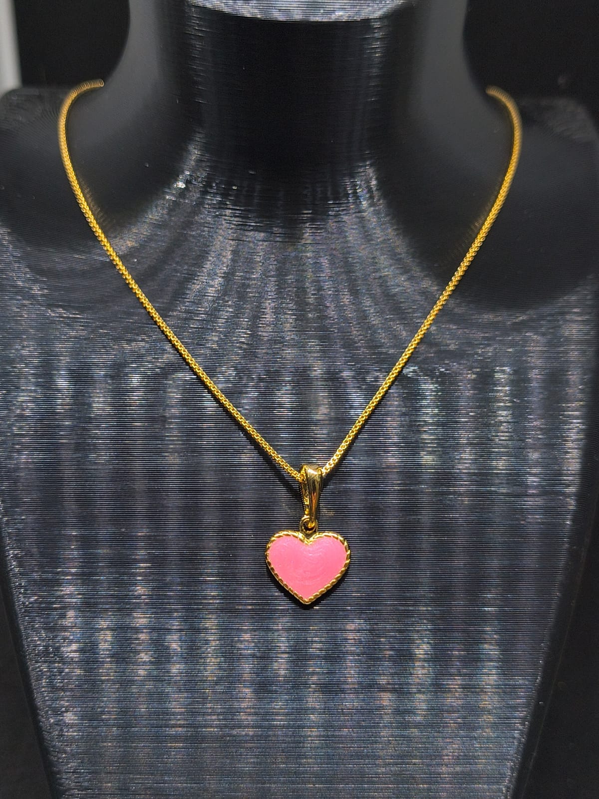 Colar Infantil Pingente Coração Rosa – Elegance - Foto 1