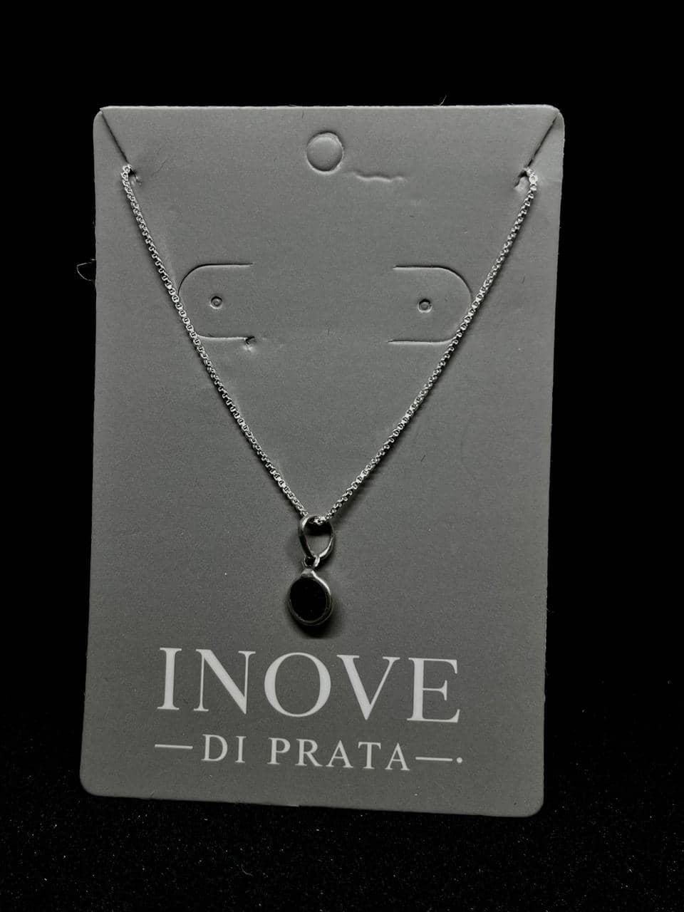 Colar Pedra Negra Inove Di Prata