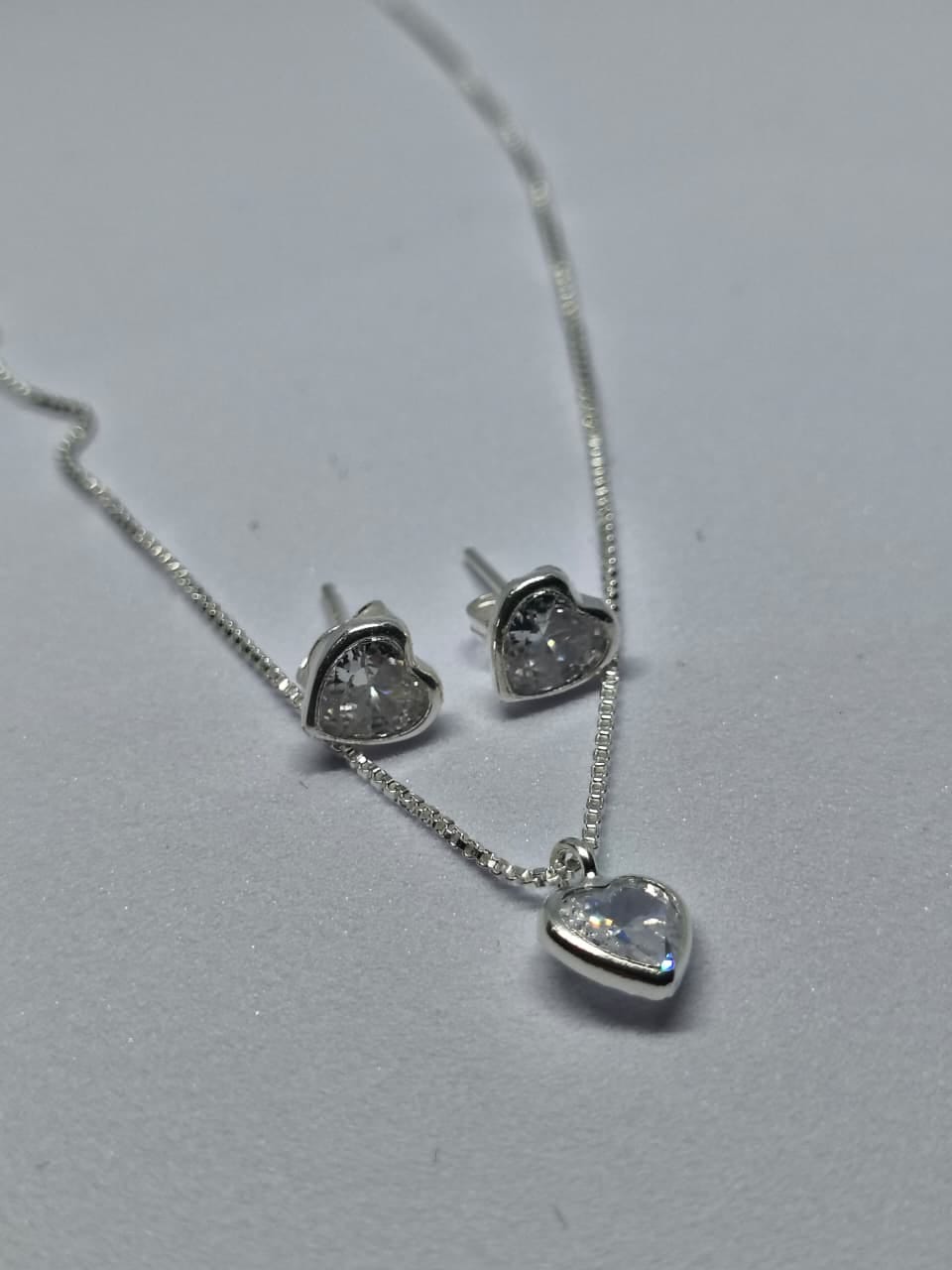 Conjunto Coração Cristal – Inove Di Prata - Foto 1