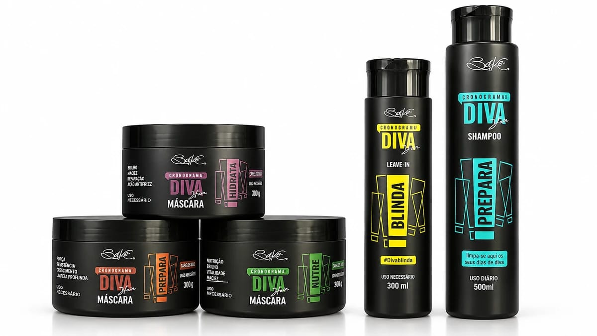 Kit Cronograma Capilar Diva – Shampoo + Leave-in + 3 Máscaras 300g - Foto 1