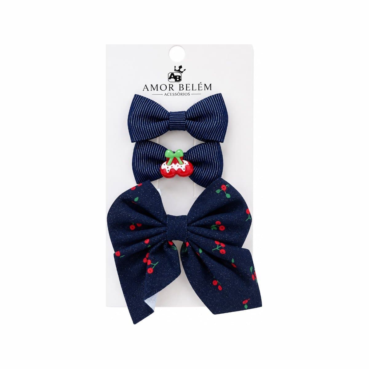 presilha laço tons jeans infantil