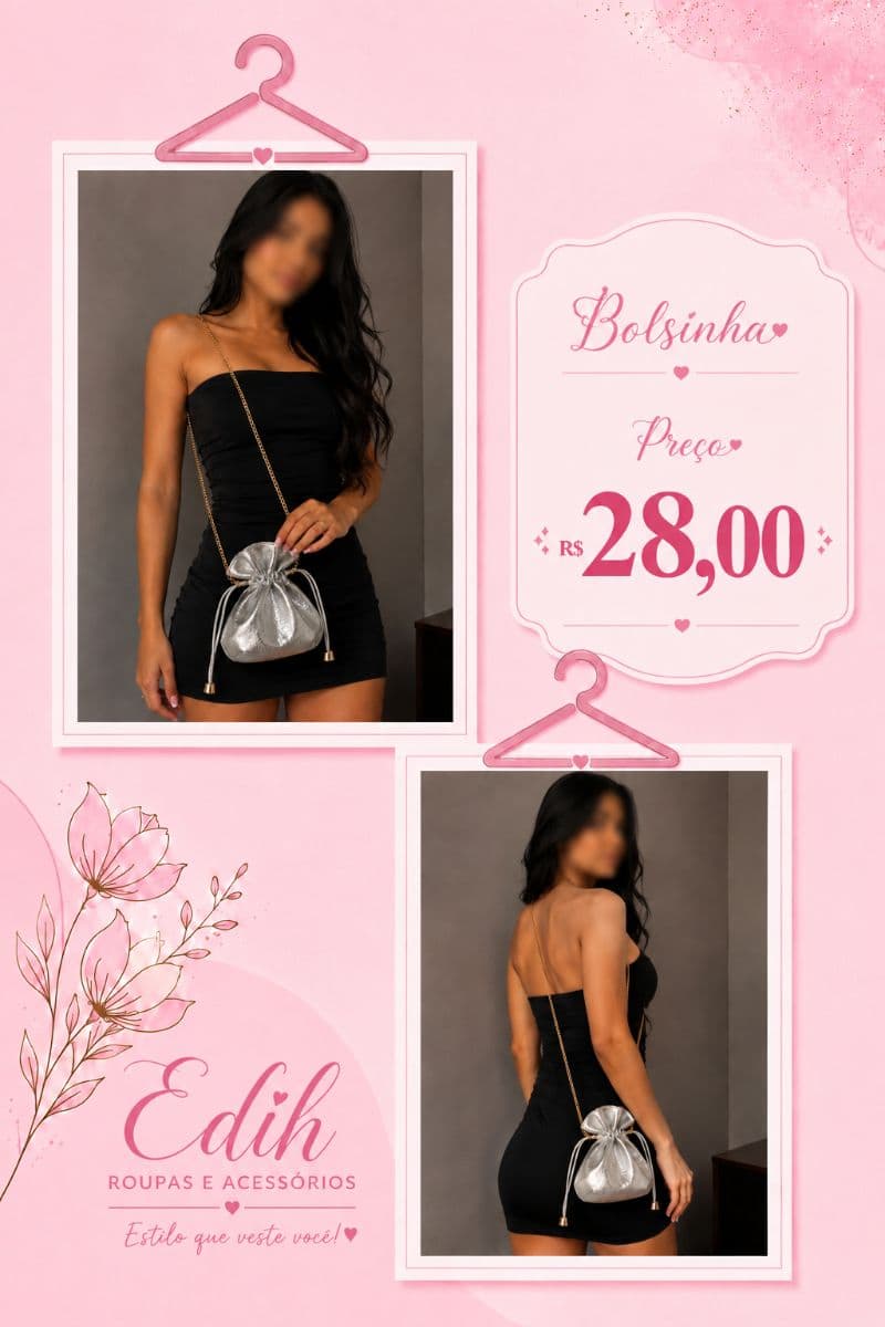 Bolsinha cinza brilhosa
