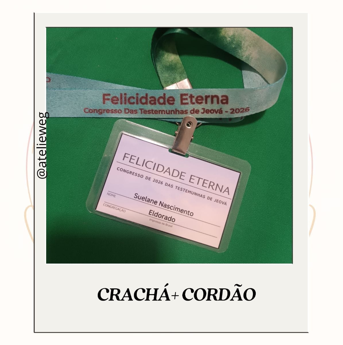 Crachá + Cordão adulto e infantil - Foto 2