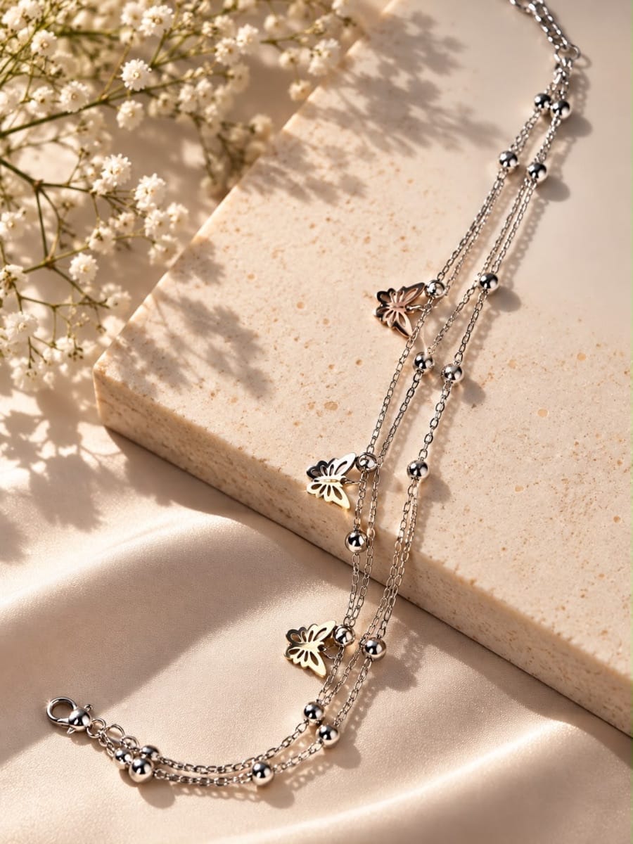 Pulseira na cor prata em aço inoxidável - Foto 1