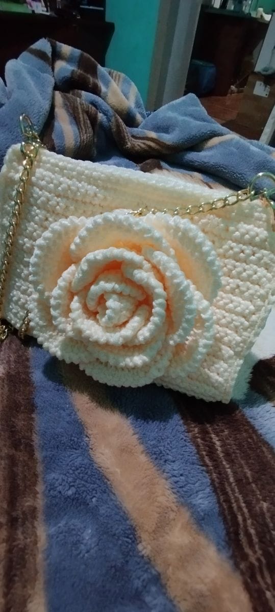 Bolsa de Crochê Flor Pérola - Foto 1