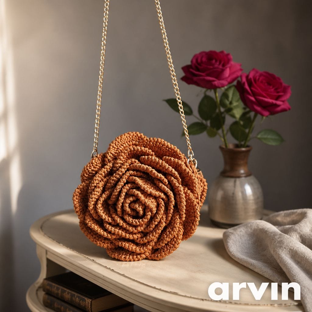 Bolsa Flor em Crochê – Elegância Artesanal em Cada Detalhe - Foto 1